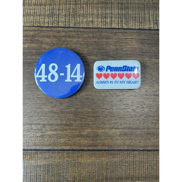 2 VTG Penn State Buttons. 1981 48-14 Game Against Pitt. Rare - Picture 1 of 4